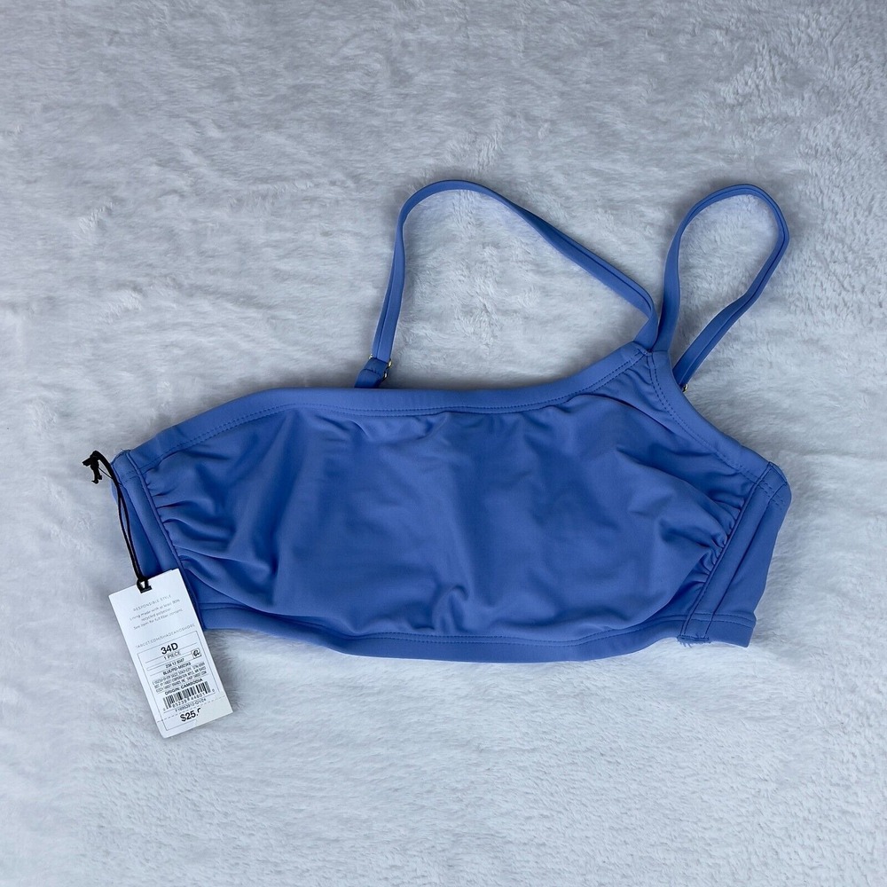 Shade & Shore‎ One-Shoulder Bikini Top Women's 34D Blue Hidden Underwire Comfort